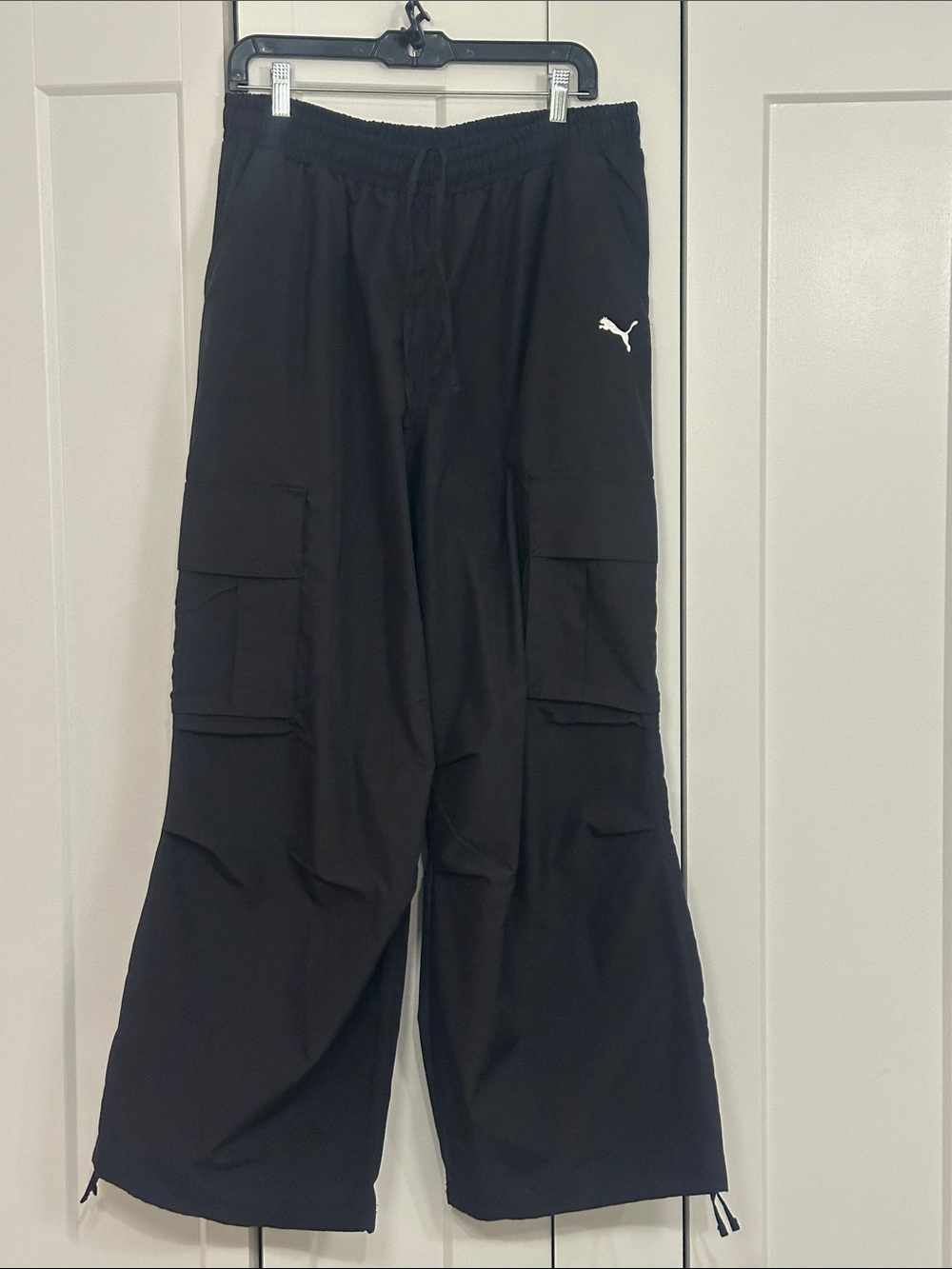 puma men’s nylon cargo pants medium black